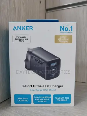 Anker 67w Usb C Charger 3 Port Compact Fast Charger - Black