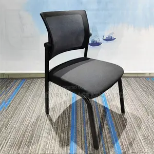Office Chair:Armless Conference Chair Black Fabric Seat