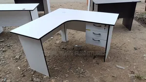 White Lockable Drawers L Shaped Office Desk