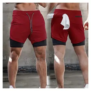 Men 2 in 1 Training Gym Shorts Fitness