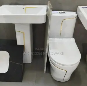 Water Closet Set With a Pedestal Sink