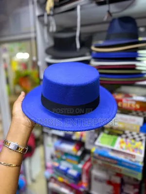 Royal Blue Unisex Flat Top Fedora Hats