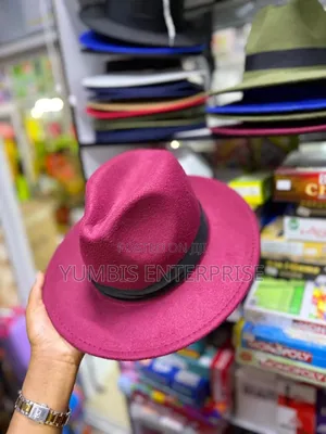 Wide Brown Fedora.Hats in Maroon Color