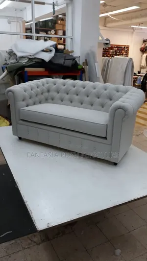 2-Seater Gray Chester Sofa Available Now
