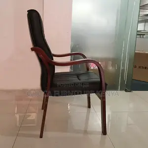 Office Chair: Fixed Four-Legged Executive Pu Leather Chair