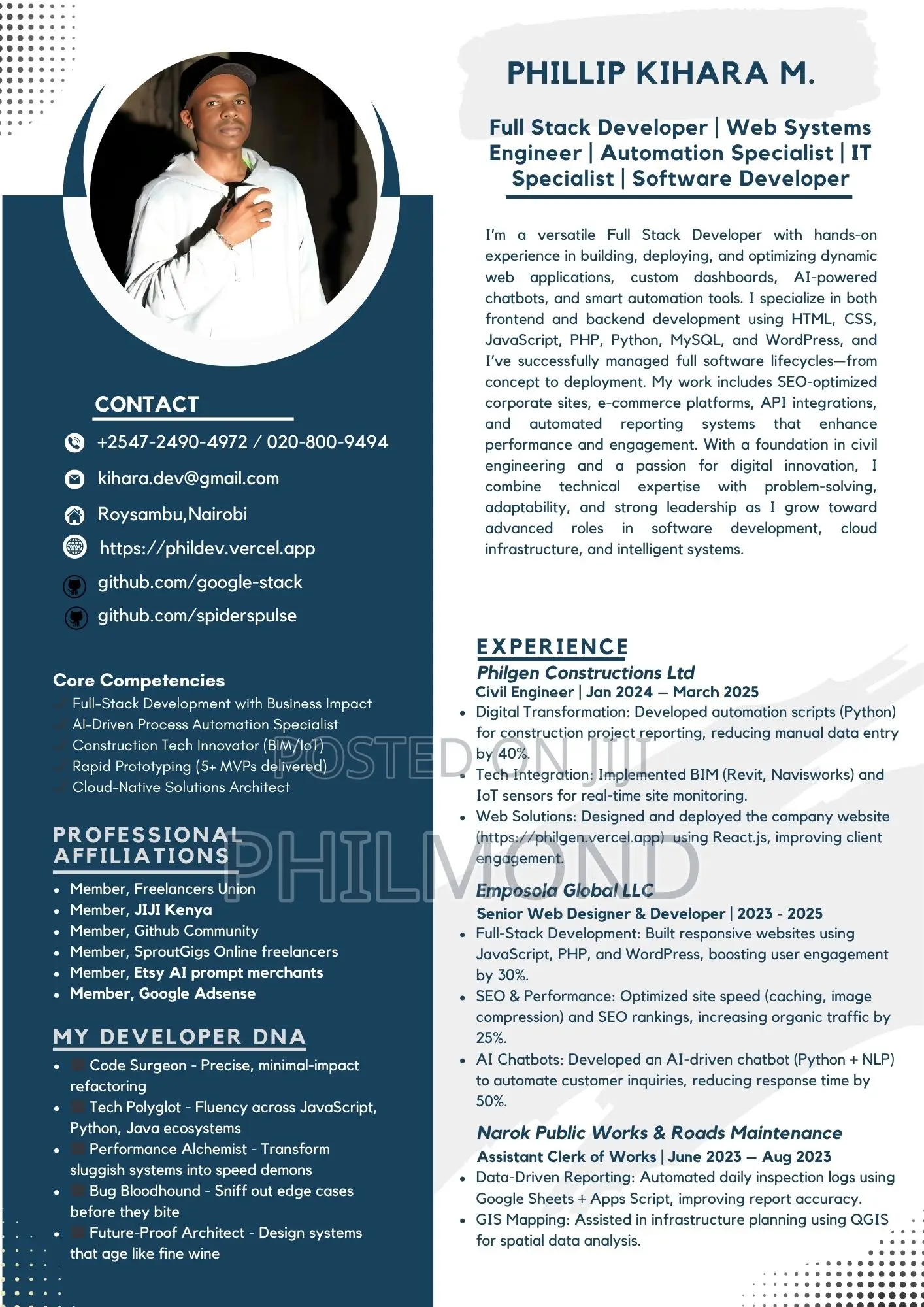 IT CV, Web Development Job