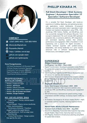 IT CV, Web Development Job