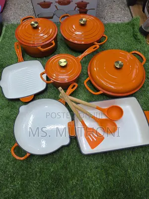 11 PCS Enamel Cast Iron Cooking Pots* Silicon Spoons