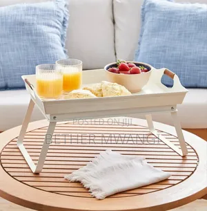Vanilla White Rectangle Galvanized Steel Bed Serving Tray