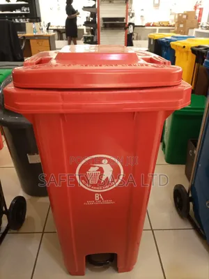 100l Pedal Dustbin With Wheels Red,Blue and Yellow