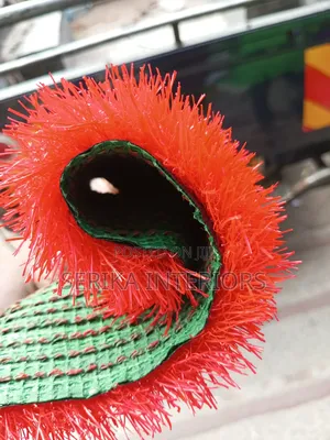 Red Artificial Grass Carpets Environmental Friendly Carpet