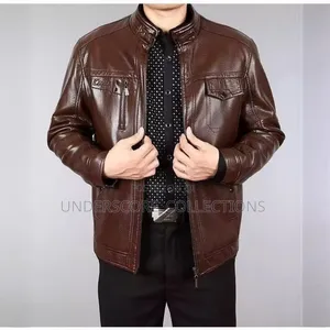 Executive Men Brown Leather Jacket