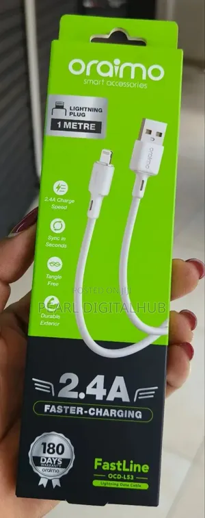 Oraimo 2.4a 1 Metre Fast Charge iPhone Cable's