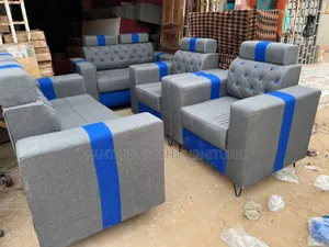 6-Seater Modern Grey and Blue Sofa - Pay on Delivery