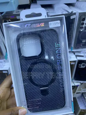 Kuxiu iPhone 15 Pro Max Carbon Fiber Ring Stand Magsafe Case