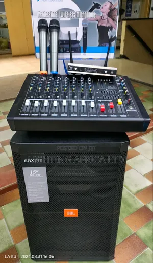 Shure Wireless Microphone,8ch Powered Mixer 15" JBL Speaker