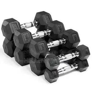 5kgs Hexagonal Rubber-coated Dumbbells