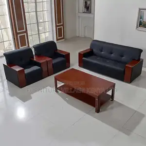Sofas:Five-Seater Modular Wood Frame Boss Office Sofa Set