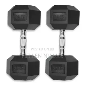 20kgs Rubber-Coated Hexagonal Dumbbells