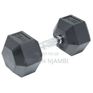 25kgs Hexagonal Rubber-Coated Dumbbells