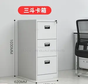 Cabinets:Three Drawer Locker Off-White Black Handles