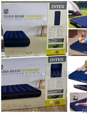 6 by 6 Intex Inflatable Mattress With Free Electric Pump