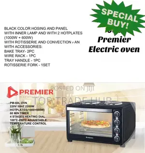 Premier 60l Electric Oven With 2 Hot Plates and Accessories