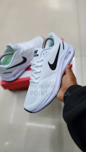 All White Nike Running Zoom Sport Shoes