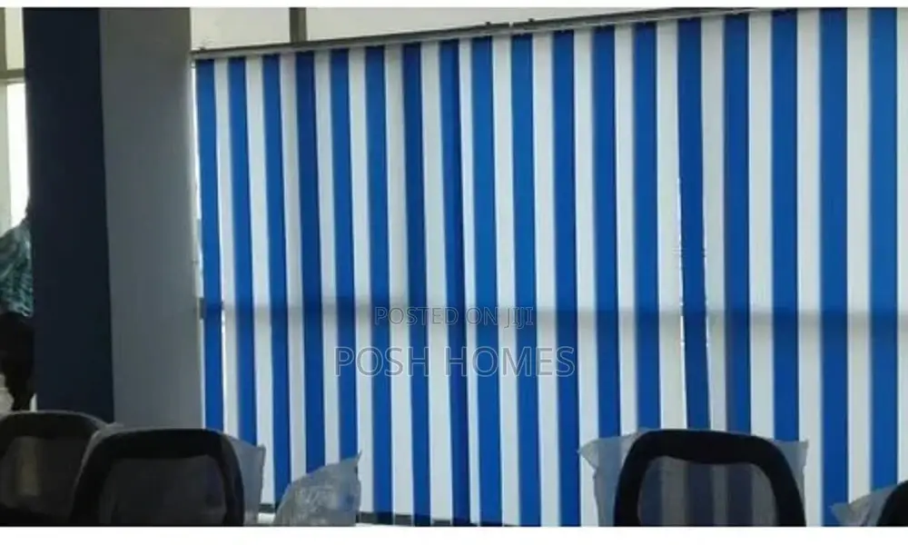Blue White Vertical Window Blinds