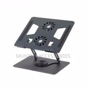 Aluminum Laptop Stand 360° Rotating Base Dual Cooling Fans