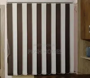 Brown/White Vertical Window Blinds
