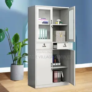 Cabinets:2-Door Steel Glass Doors Storage Office Cabinet