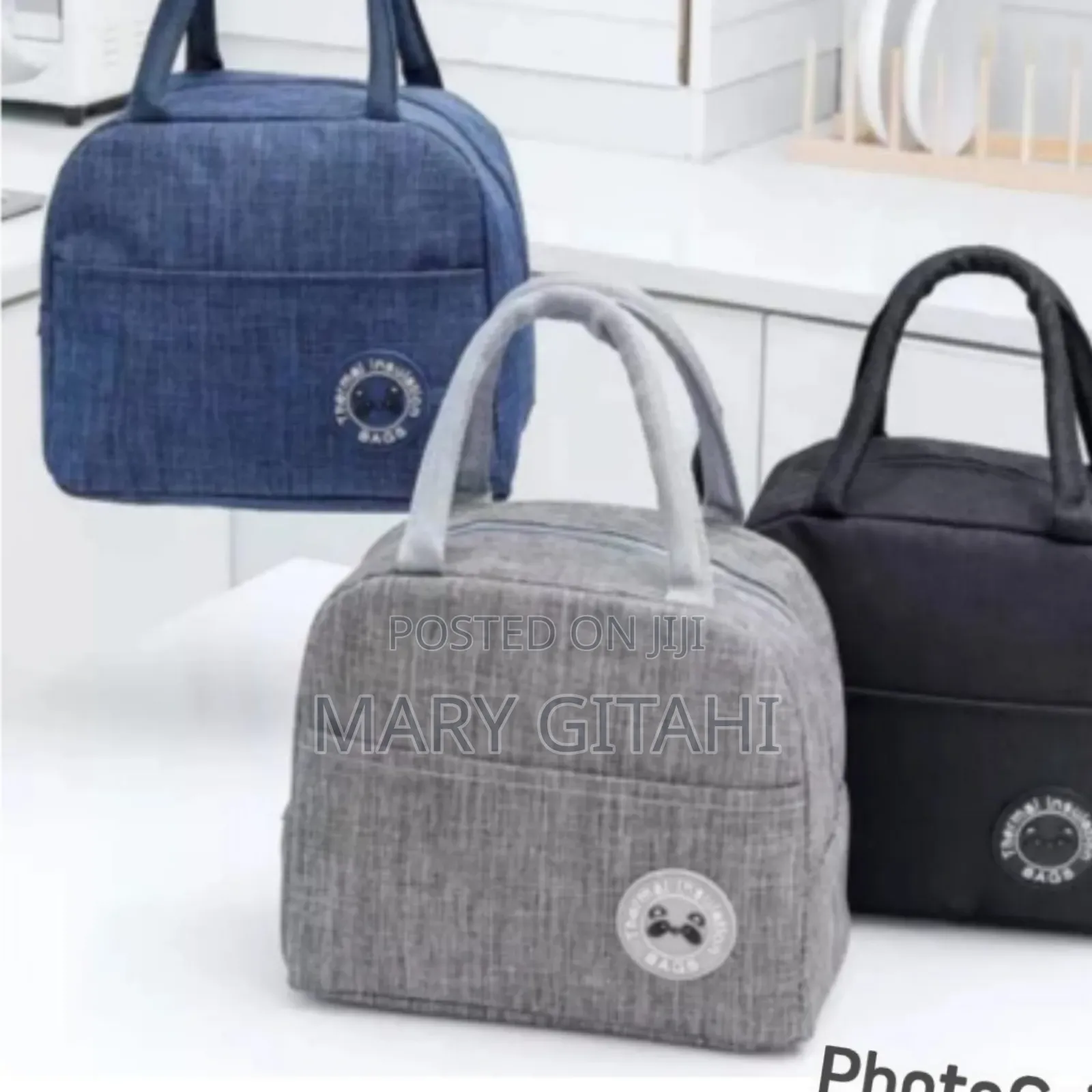 Medium Size Lunch Bag Blue and Grey