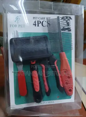 Pet Grooming Set (4 Pieces Red Pet Grooming Tools)