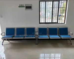 Benches: Stainless Steel Frame Padded 3-Link Guest Bench