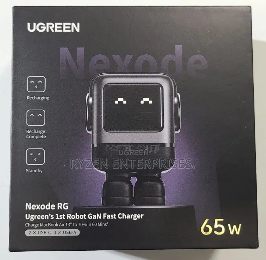 Ugreen Uno Robot 65w 3-port Gan Fast Charger