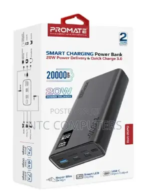 Promate Super Slim Design 20000mah Smart Charging Power Bank