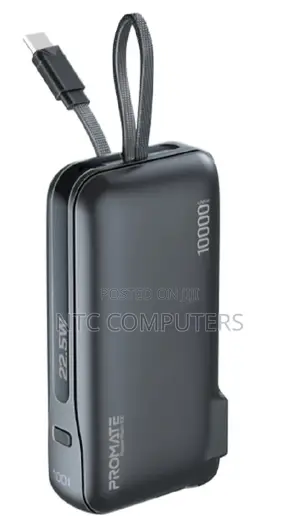 Promate 10000mah Power Bank W/ 20w Pd Usb-C in/Out Port, 22