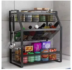 3 Tier Multifunctional Metallic Kitchen Spice Rack*
