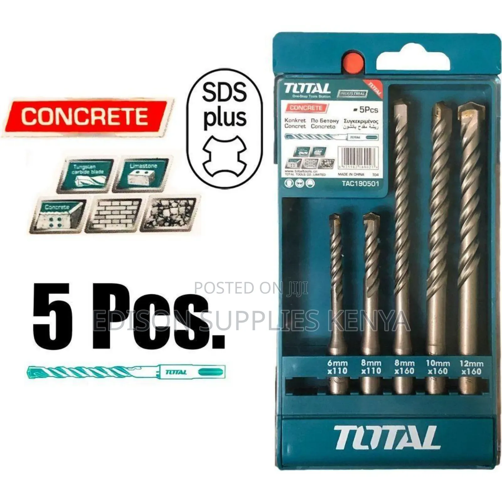 Total Hammer Drill Bits Set Concrete SDS Plus Drill Premium
