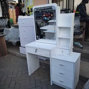 Dressers:Wooden White Dressing Table With a Slidding Mirror
