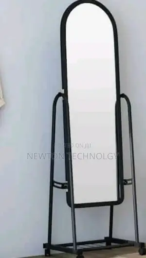 Black Full Length Dressing Mirror With Wheels And Shoes Rack