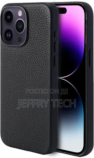 Genuine Leather Case for iPhone 15 Pro Max Top Litchi Grain
