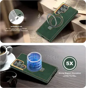 Yemodo Galaxy S23 Case With Leather Magnetic Ring Stand