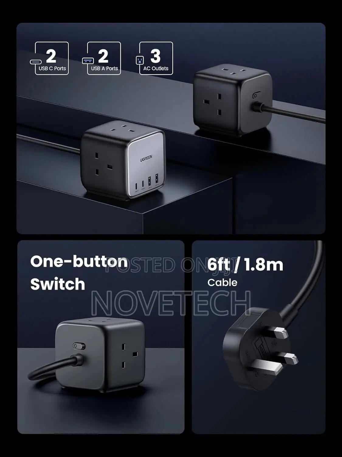 Ugreen 65w Power Strip Extension Usb C Plug 7-in-1 Port