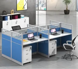 Workstations: 4 People Simple Modern Staff Workstation Desk