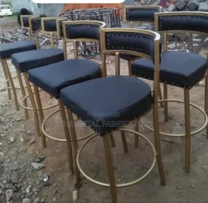 Bar High Stools With Black Leather Faux Backrest and Seating