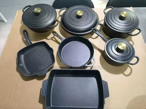 All Black 11 Pieces Germany Cast Iron Pots