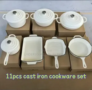 Pure White 11 Pieces Cooking Pot Set of Germany Cast Iron