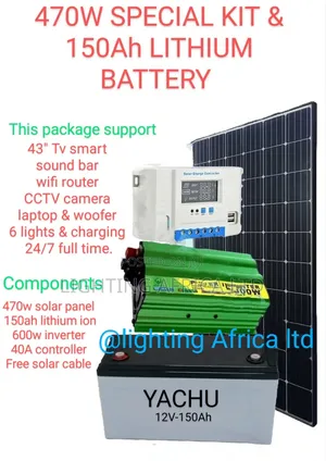 470w Solar - 100ah Lithium -1200w Inverter - 40a Controller Full Kit